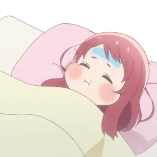 😷 アニメ, 漫画, 病気, ベッド, 可愛い, かわいい telegram sticker