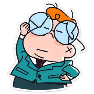 🤓 kartun, berpikir, kacamata, setelan telegram sticker