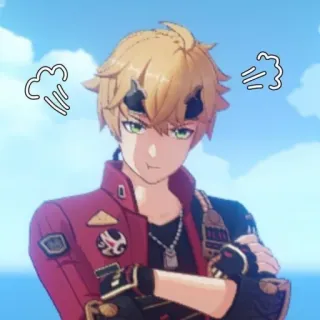🐕 Thoma Genshin Impact アニメ, マンガ, ゲーム, 原神, トーマ, 怒り, キャラクター, ステッカー telegram sticker