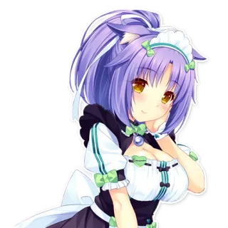 😳 anime, catgirl, maid, cute, kawaii whatsapp sticker
