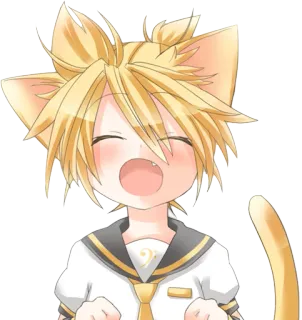😸 Kagamine Len Vocaloid Anime, Vocaloid, Len, Kagamine Len, Kawaii, Gatto, Neko whatsapp sticker