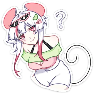 😏 мышь, аниме, персонаж, иллюстрация, стикер, милый, мультфильм telegram sticker
