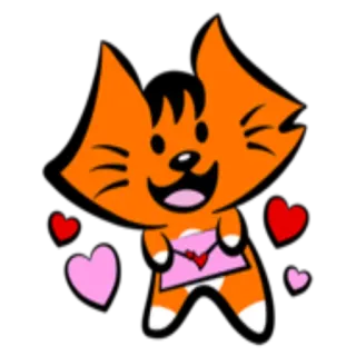 💌 gato, amor, corazones, dibujos animados, animal, lindo, sobre, San Valentín telegram sticker