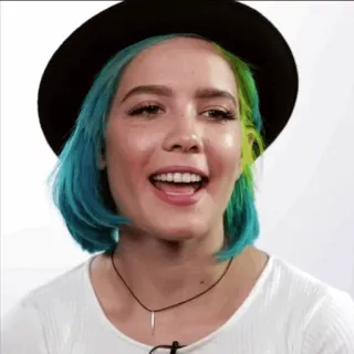 😐 Halsey นักร้อง, นักดนตรี, คนดัง, ผมสีฟ้า, ผู้หญิง, คน telegram sticker