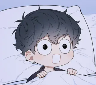 😦 애니메이션, 만화, 충격, 놀람, 침대, 귀여운 telegram sticker
