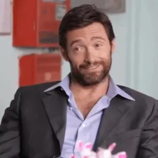 🐺 Hugh Jackman celebrity, actor, portrait, man, smile, expression whatsapp sticker