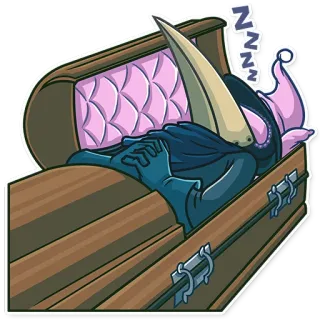 ⚰ slapen, doodskist, monster, cartoon, slaperig, rust, dutje telegram sticker