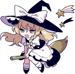 🔍 witch, anime, cute, magic, chibi, flying, stars telegram sticker