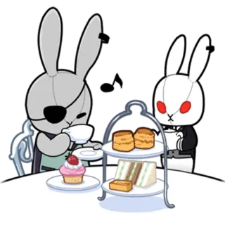 ☕️ rabbit, tea party, dessert, cupcake, sandwich, cute, cartoon, animation, bunny telegram sticker