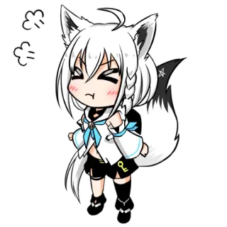 😤 anime, cute, chibi, fox, kemonomimi, kawaii, sticker telegram sticker