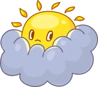⛅ sol, nuvem, triste, tempo, desenho animado, fofo telegram sticker