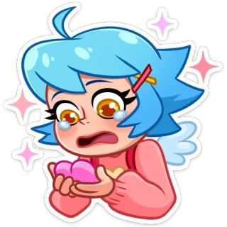 🥺 anime, cute, sparkle, heart, crying, cartoon telegram sticker