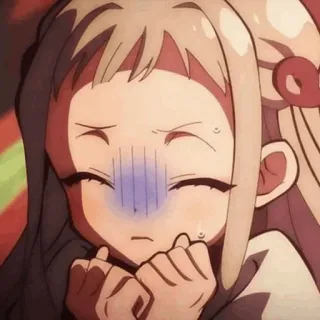 😫 Nene Yashiro Toilet-bound Hanako-kun anime, cartoon, manga, embarrassed, sad, sweat telegram sticker