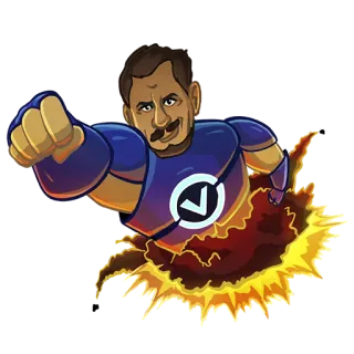 👊 super-héros, moustache, vol, dessin animé, héros, action whatsapp sticker