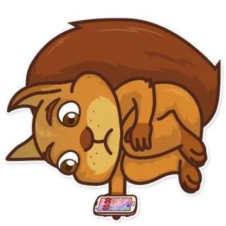 📱 squirrel, phone, animal, cartoon telegram sticker