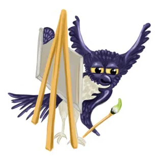 👩‍🎨 Vogel, Kunst, Künstler, Gemälde, Leinwand, Pinsel, Cartoon, Eule telegram sticker