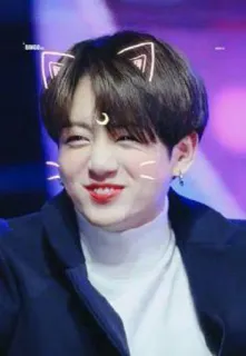 💜 Jungkook จองกุก, BTS, เคป็อป, ไอดอล, นักร้อง, หูแมว, บันเทิง whatsapp sticker