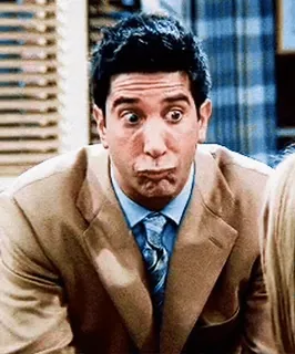 😯 Ross Geller Friends смешной, комедия, телешоу, выражение, Дэвид Швиммер, ситком whatsapp sticker