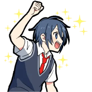 ✨ Anime, Chico, Brillos, Animando, Uniforme escolar, Emocionado telegram sticker