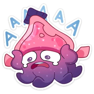 😱 AAAA fungo, piangere, cartone animato, adesivo, rosa, viola, carino whatsapp sticker