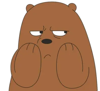 😒 Grizz We Bare Bears bear, cartoon, grizzly, angry, we bare bears telegram sticker