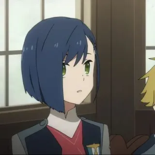 🥡 Ichigo Darling in the Franxx anime, Ichigo, blue hair, Darling in the Franxx, character telegram sticker