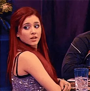 💎 Cat Valentine Victorious Nickelodeon, Ariana Grande, Cat Valentine, scioccato, preoccupato, confuso telegram sticker