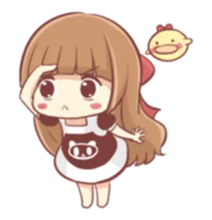 👀 sticker, cartoon, süß, mädchen, chibi, anime, kawaii telegram sticker