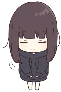 🙇 аниме девушка, чиби, милый, мультфильм, девушка, толстовка, каваи telegram sticker