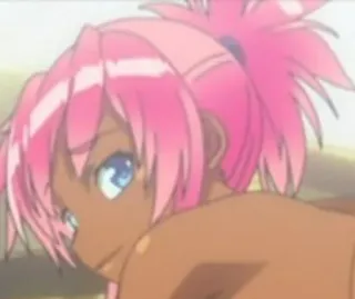 😚 Anime, Ragazza, Capelli rosa, Pelle abbronzata, Occhi blu telegram sticker