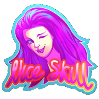 😄 Nice Skull Schädel, Frau, Lila, Zwinkern telegram sticker