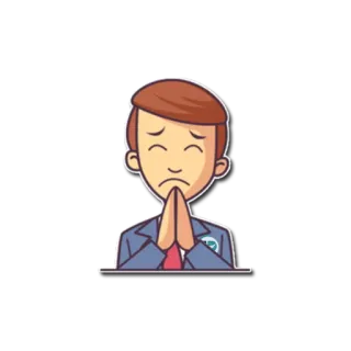 🙏 mężczyzna, biznes, prośba, żebranie, kreskówka telegram sticker