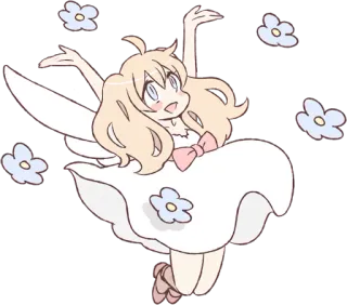 😃 Anime, Garota, Flor, Dançando, Desenho animado, Fofo, Personagem telegram sticker