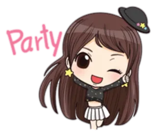 🙌 Party festa, celebração, desenho animado, menina, fofo, divertido telegram sticker