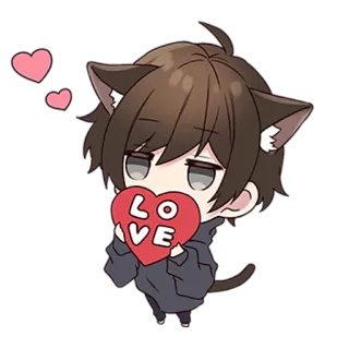 ❤️ LOVE Аниме, Любовь, Сердце, Милый, Мультфильм, Чиби telegram sticker