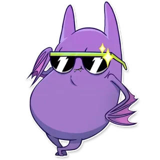 😀 蝙蝠, 卡通, 太阳镜, 酷, 动物, 可爱 telegram sticker
