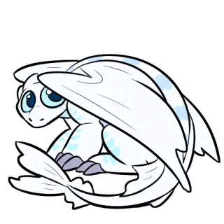 👀 Light Fury How to Train Your Dragon dragon, furie éclair, dessin animé, mignon, blanc, dragons telegram sticker