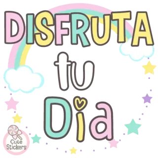 🌈 DISFRUTA tu Dia disfrutar, día, pegatina, lindo, pastel, arcoíris, nubes, estrellas telegram sticker