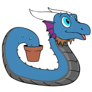 🐍 Cartone animato, Drago, Serpente, Pianta, Carino, Animale, Fantasy telegram sticker