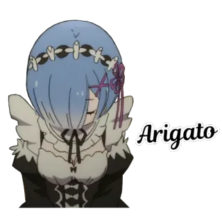 🙏 Rem Arigato anime, maid, thank you, kawaii whatsapp sticker