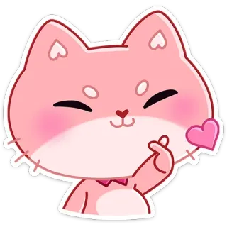 😘 кот, розовый, сердце, любовь, милый, каваи, наклейка telegram sticker