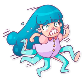 🏃 Dibujos animados, Chica, Monstruo, Corriendo, Personaje, Lindo telegram sticker