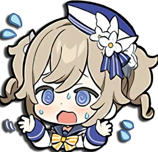 😰 Barbara Genshin Impact anime, worried, sweat, blue, girl, genshin, impact whatsapp sticker