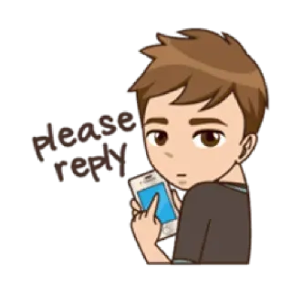 😟 please reply attesa, telefono, risposta, messaggio, cartone animato telegram sticker