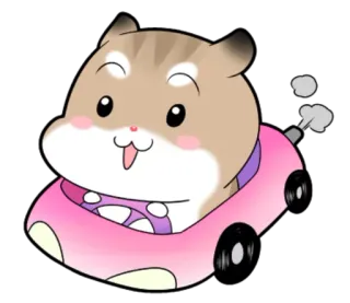 🚗 hamster, auto, dier, schattig, sticker, cartoon, rijden telegram sticker