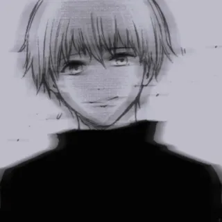 🖤 anime, manga, sad, monochrome, boy, art whatsapp sticker