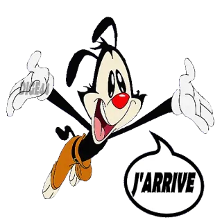 🛴 J'ARRIVE dibujos animados, texto, francés, saludo, llegada, expresión telegram sticker