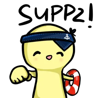 😃 การ์ตูน, ตัวละคร, ผ้าพันคอ, กะลาสี, ห่วงชูชีพ, น่ารัก, เป็นมิตร telegram sticker