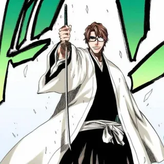 💜 Sosuke Aizen Bleach アニメ, 剣, 眼鏡, 藍染, ブリーチ, 漫画 telegram sticker