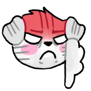 👎 kucing, marah, kesal, imut, emoji, kartun telegram sticker